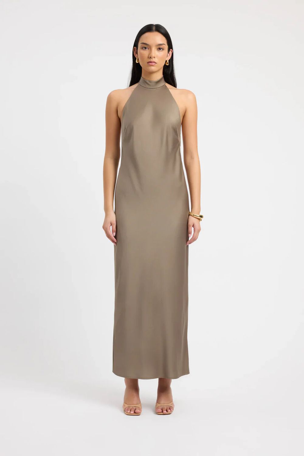 kookai brown halter dress Kookai Erica Halter Maxi Dress Brownie Size 34 / AU 6