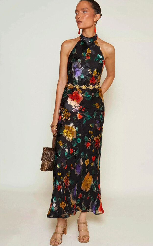 sienna halter maxi dress Designer Satin Black Halterneck Dress | Luxury Eveningwear Dress