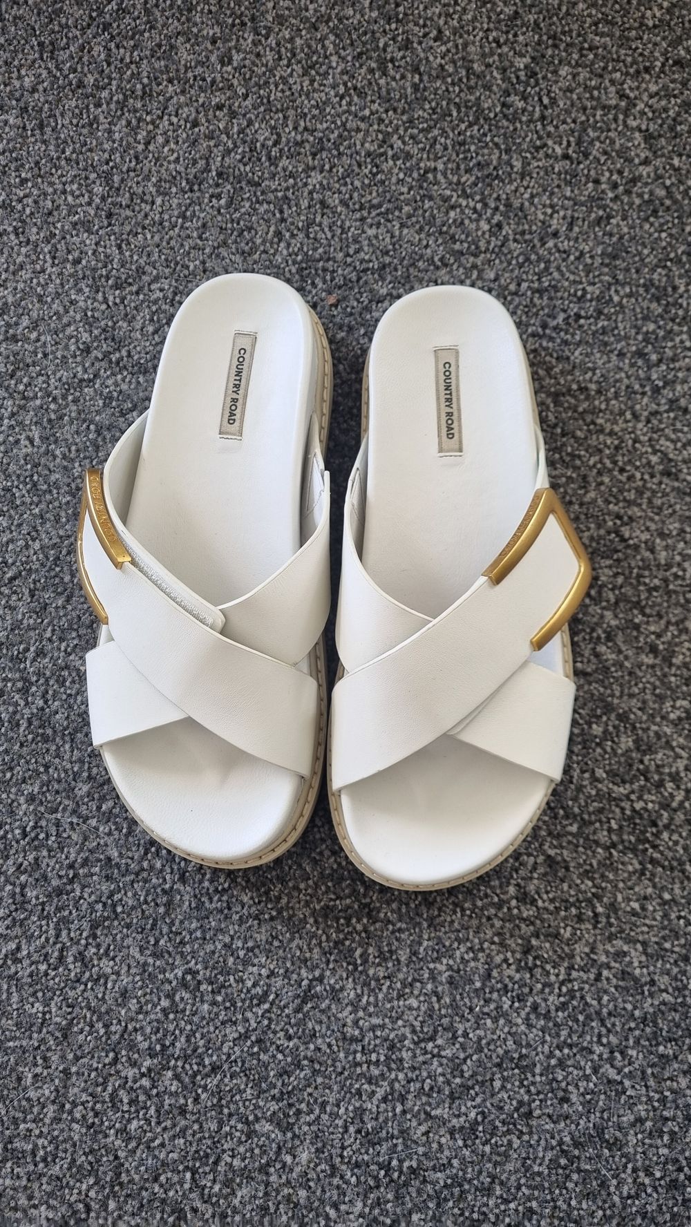 Country Road Tessa White Leather Sandals