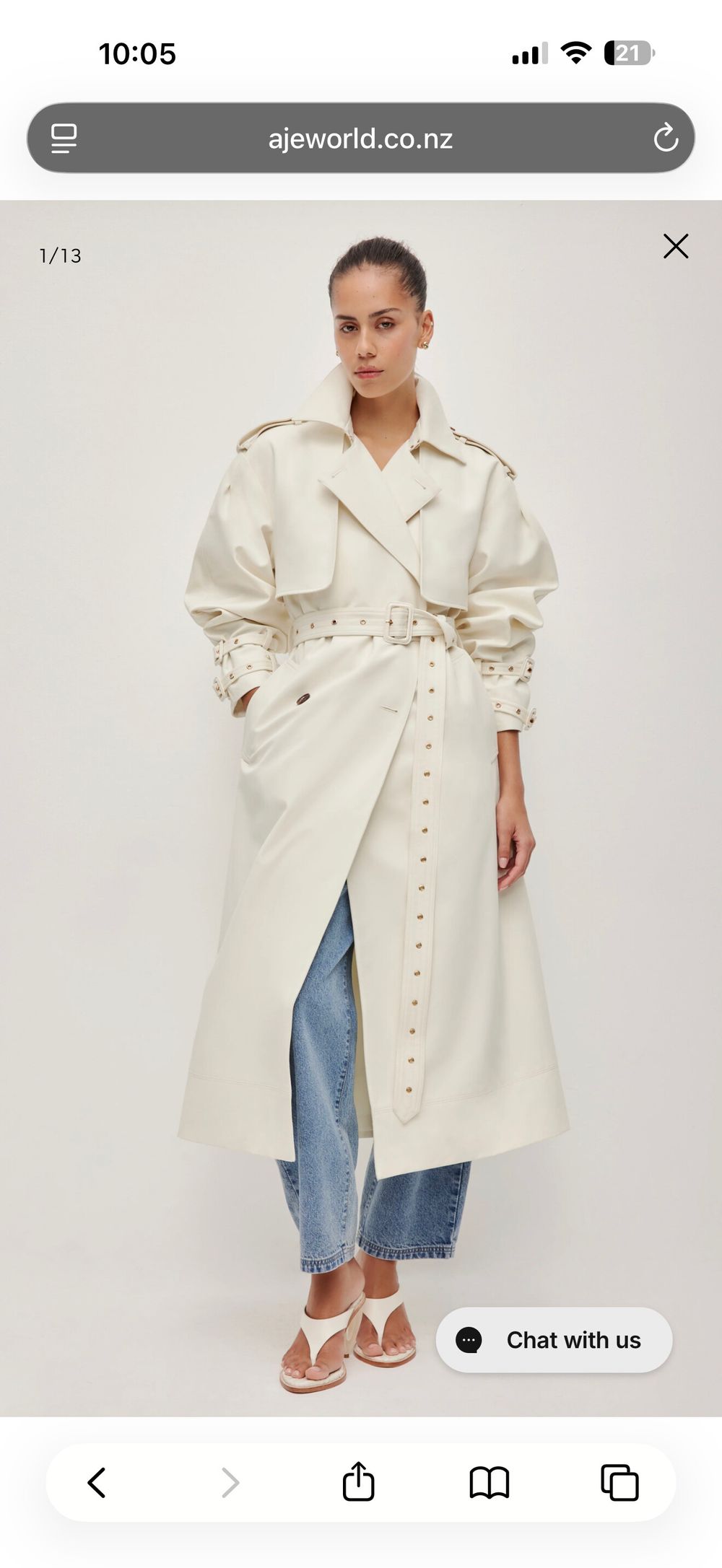 Aje Aston Belted Trench Size 12 in Ivory