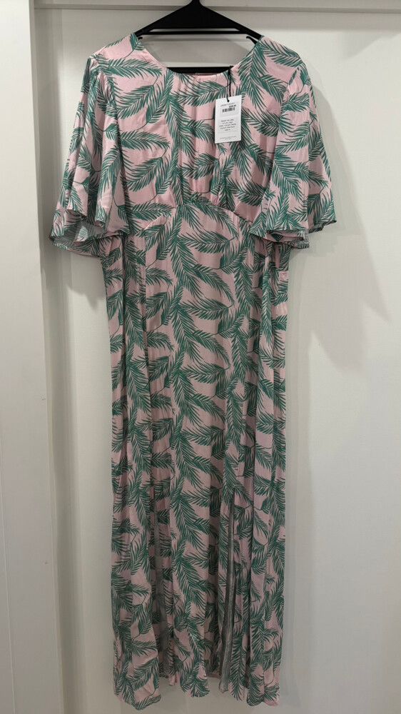 Drama The Label Pink Palm Print Midi Dress