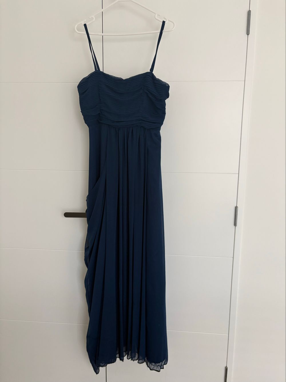 Navy Blue Ruched Bodice Maxi Dress