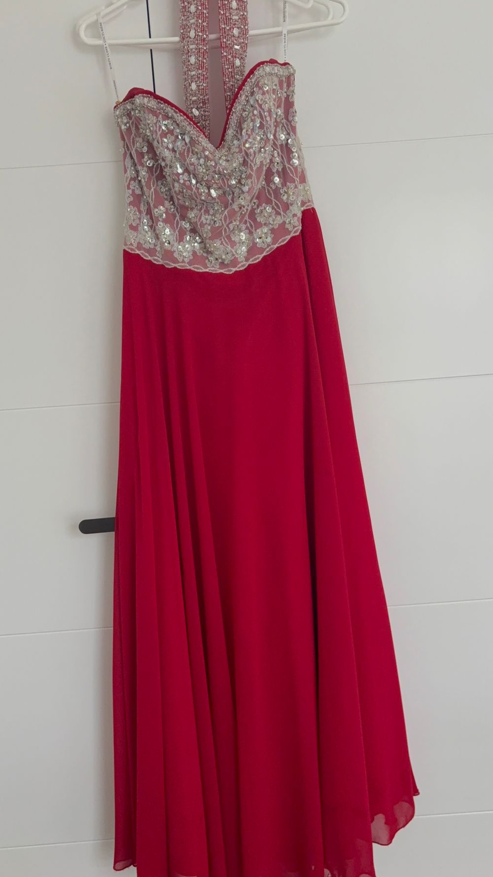 Taylor made- Red Sequin Bodice Maxi Dress Free size