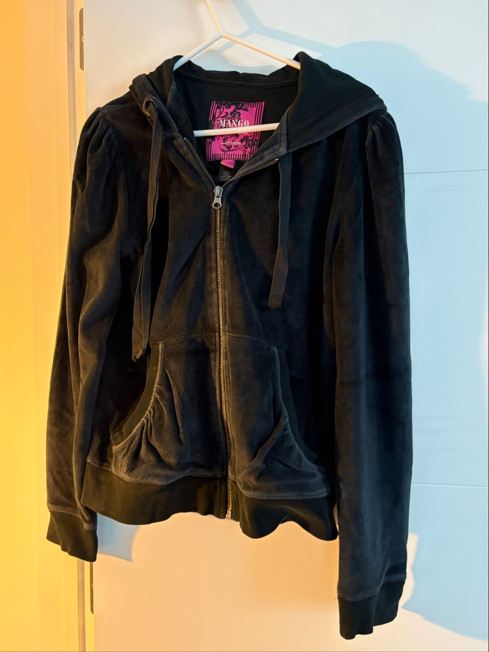 Mango Black Velour Zip Hoodie