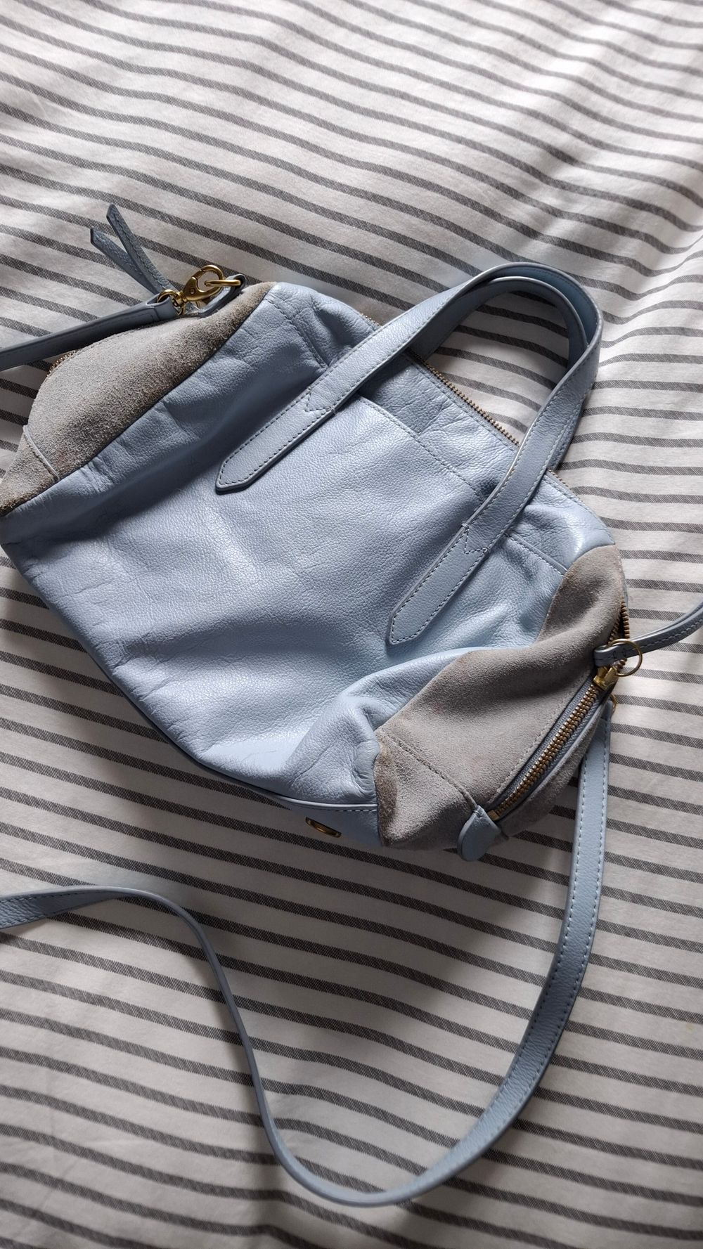 Fossil Blue Leather Crossbody Bag