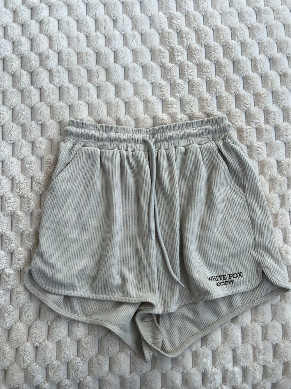 White Fox Society Grey Waffle Knit Shorts