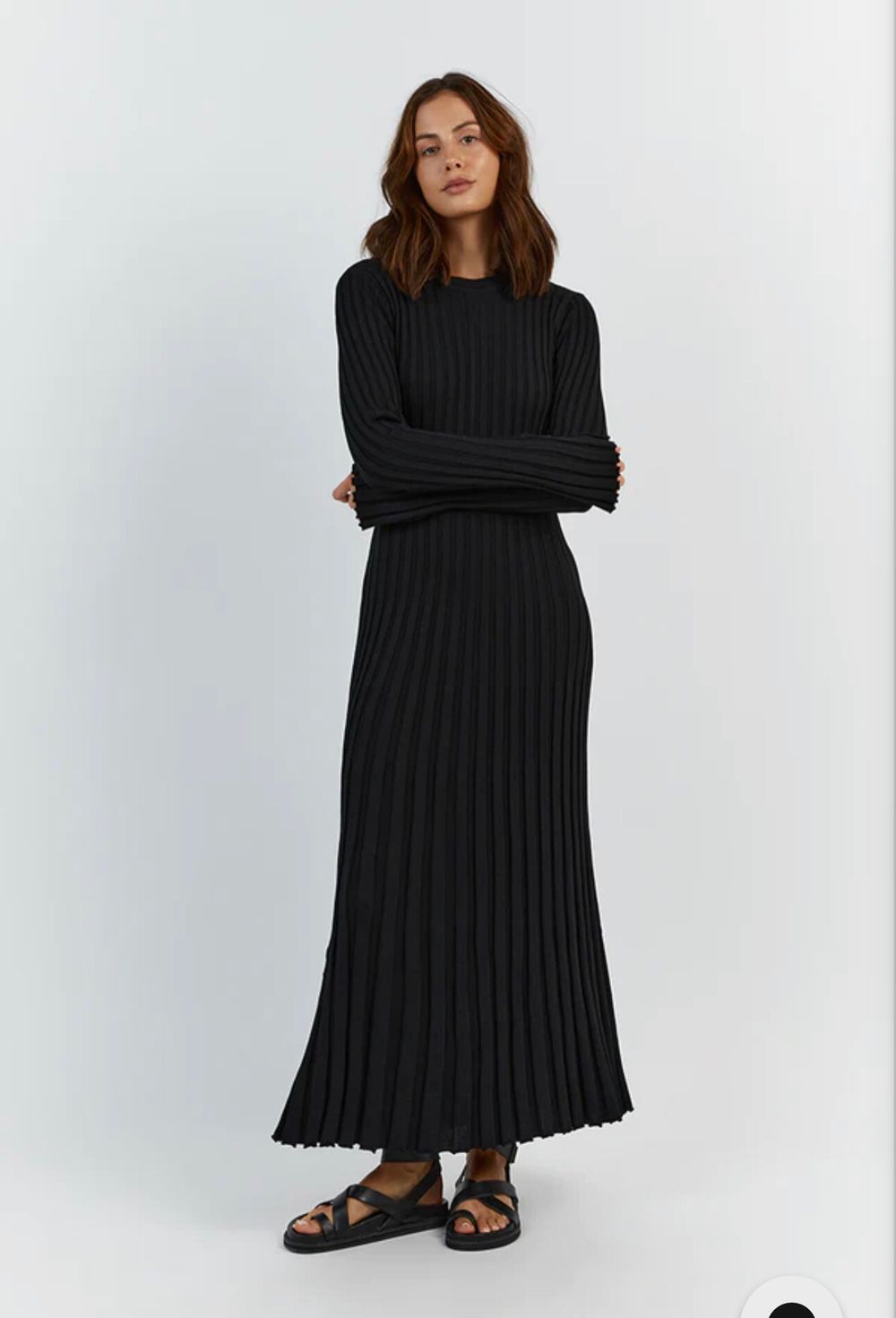 dissh pleated dress SYLVIA BLACK KNIT MIDI DRESS DISSH