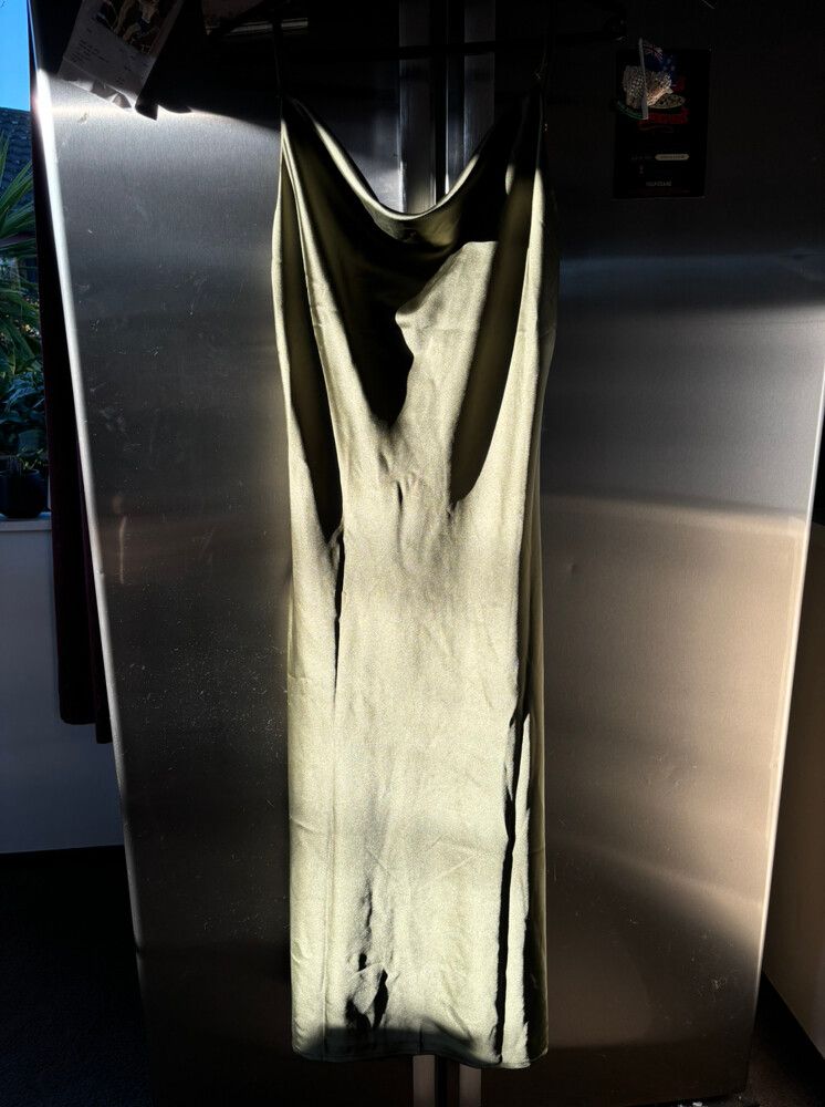 Whyte Valentyne - Green/khaki Cowl Neck Midi Dress on Designer Wardrobe