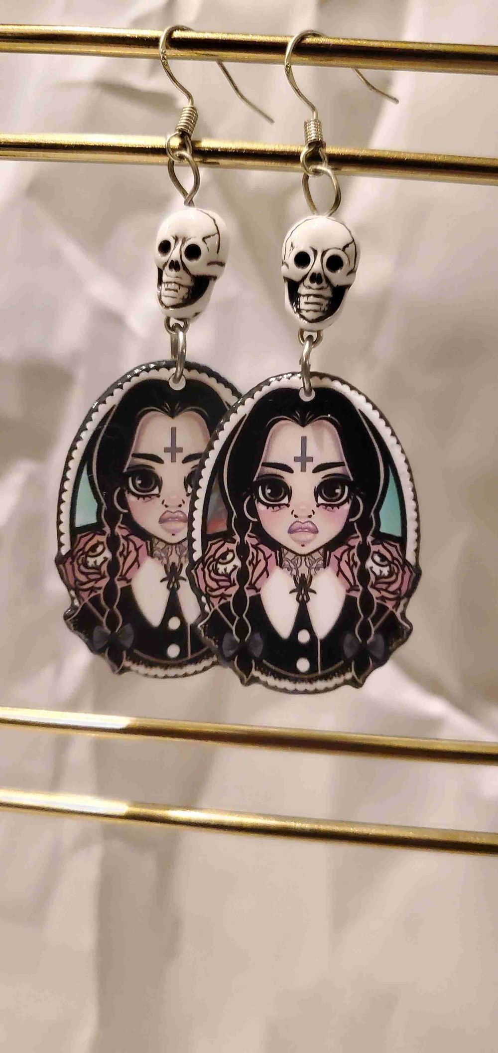 Cute Gothic Wednesday Addams Drop Earrings