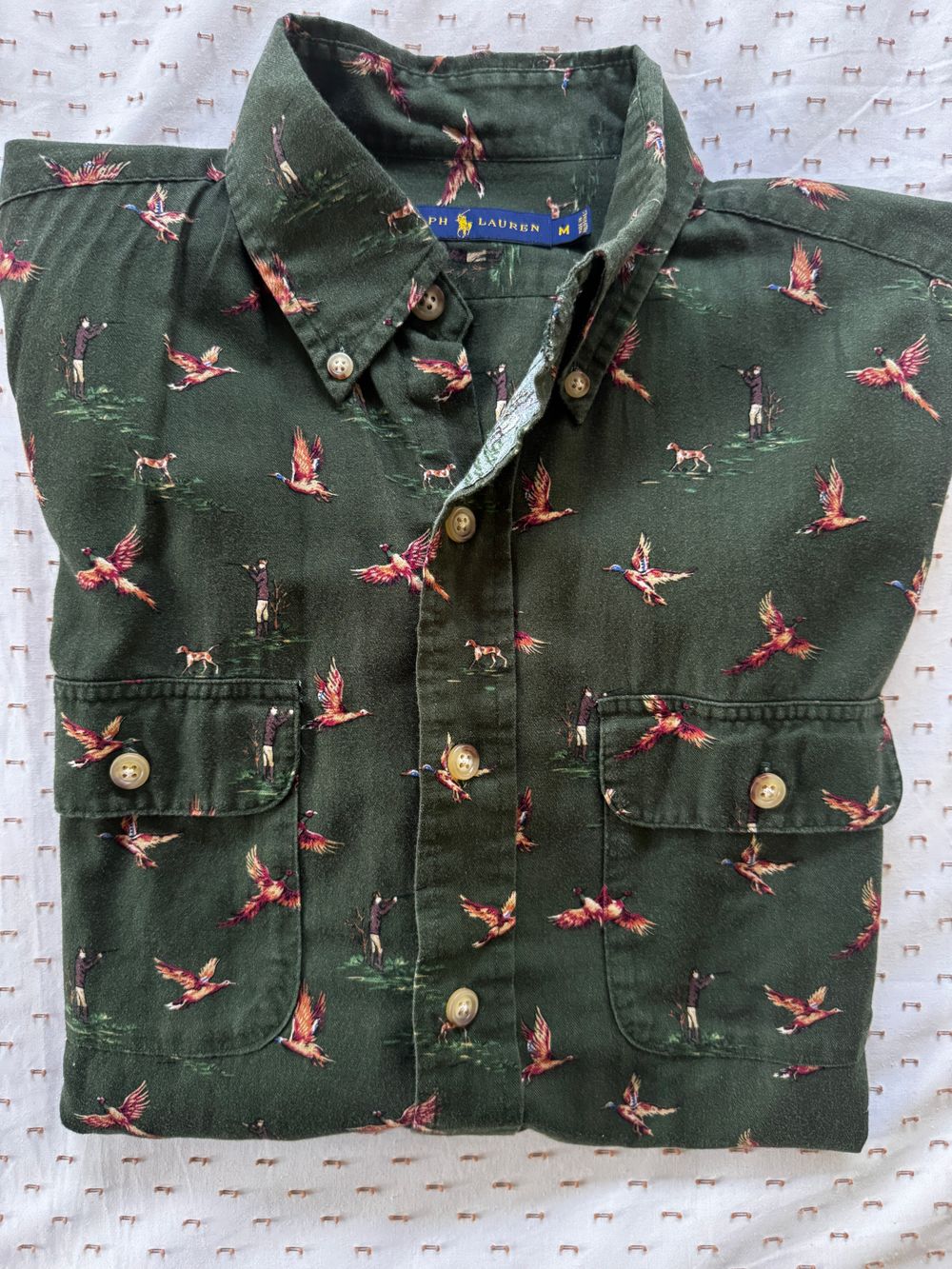 Ralph Lauren Green Printed Shirt Size M