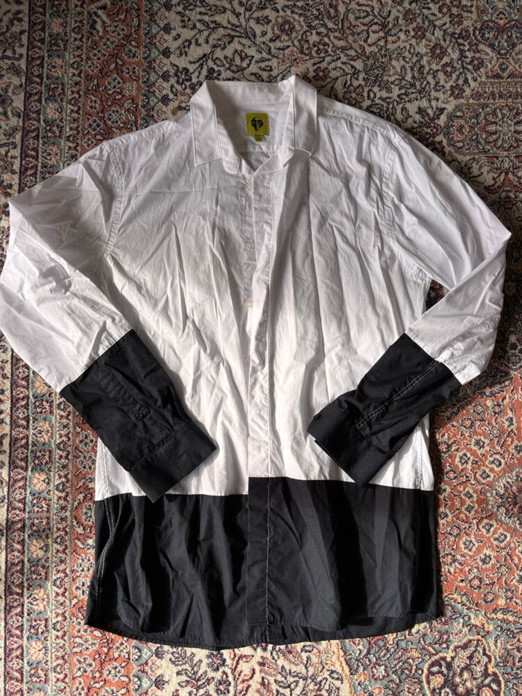 White and Black Colour Block Shirt