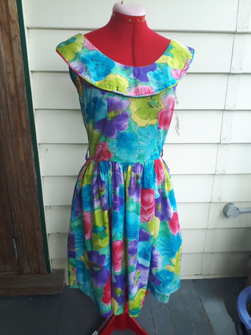90s decade dress up 90s Blue & Green Tropical Floral Mini Sundress main image 0