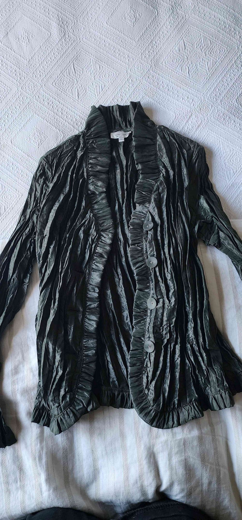 Olive Green crinkle satin evening/occasional wear jacket