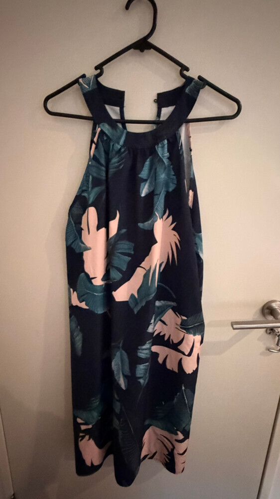 Navy Green Floral Dress