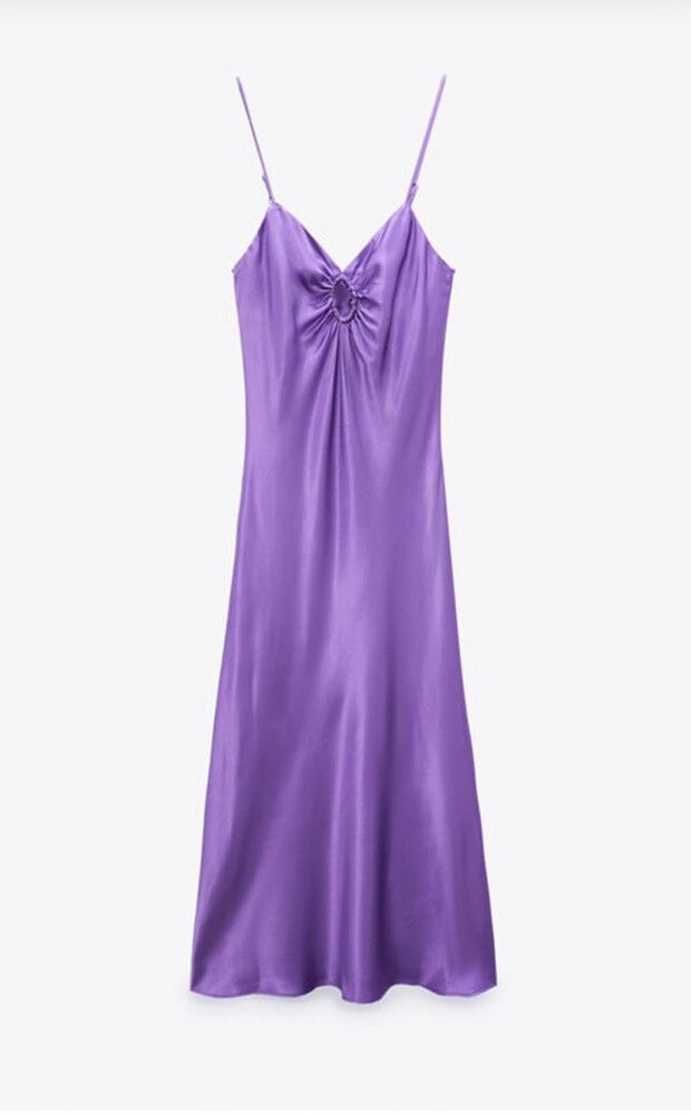 zara purple dress satin Zara Satin Effect Wrap Dress Purple 2143/042