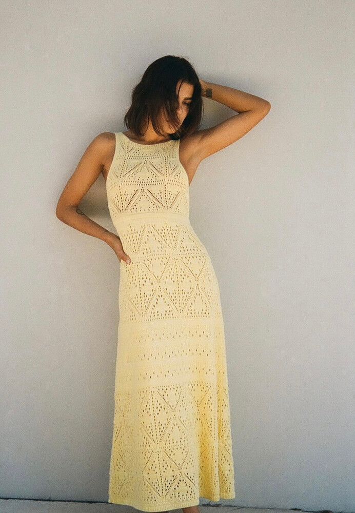 zara crochet dress yellow Zara - Crochet Butterfly Combination Dress - Light Yellow - 2 Years (36,2 Inches)