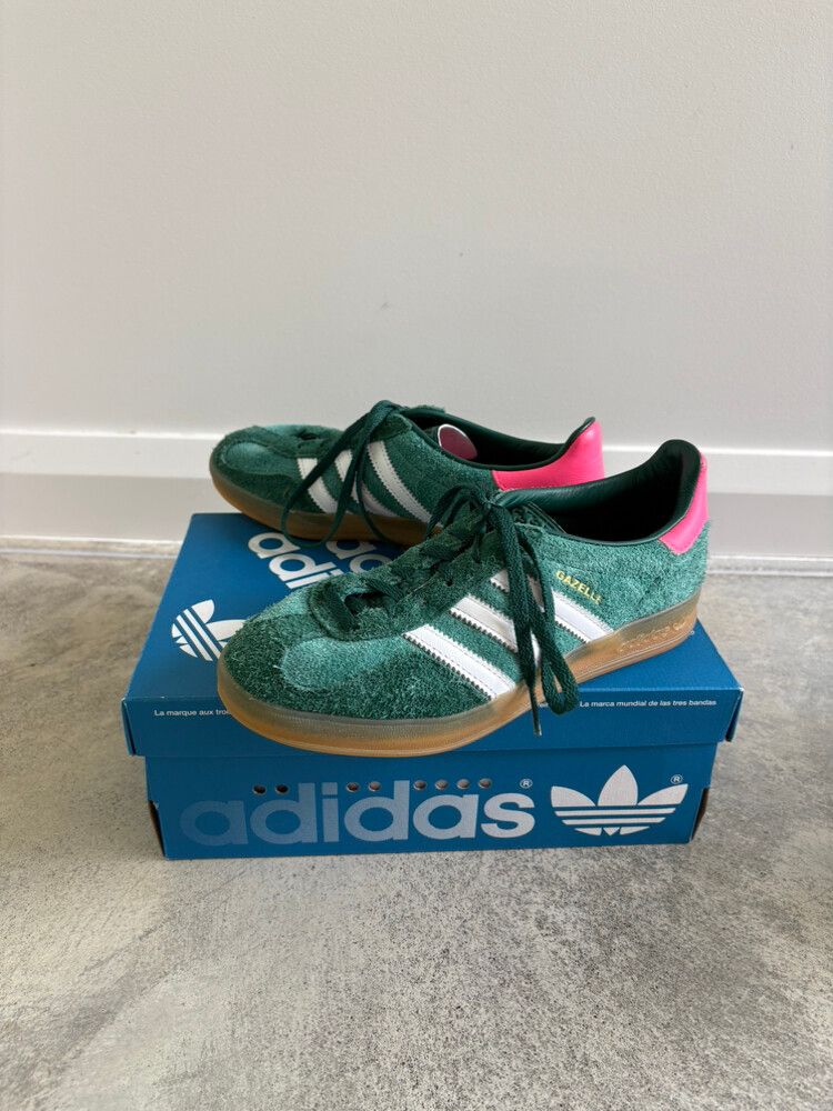 adidas gazelle silver green womens Gazelle Indoor Shoes Better Scarlet/Cream White/Gold Metallic – Karen Walker main image 0