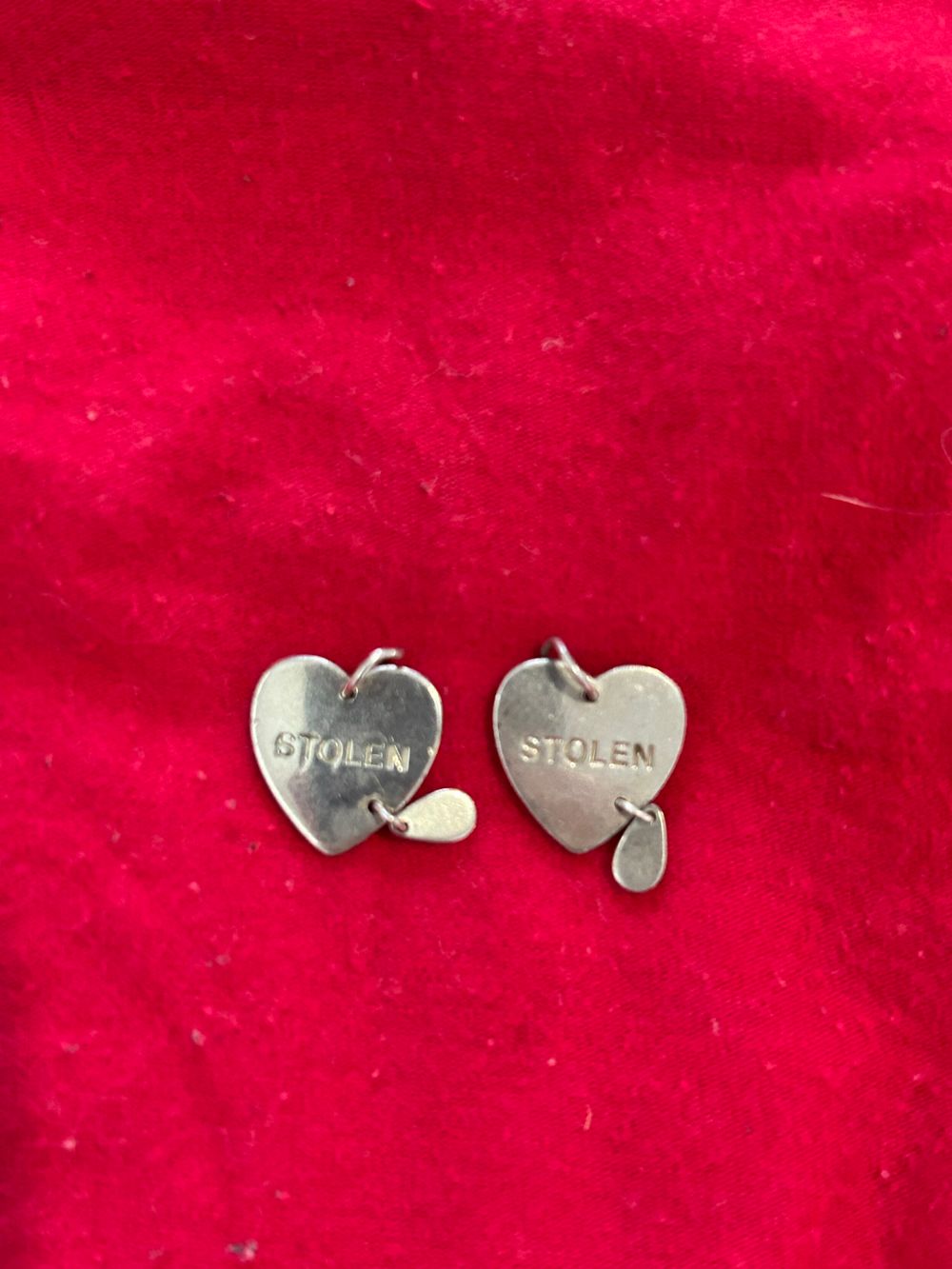 Stolen Silver Heart Charms