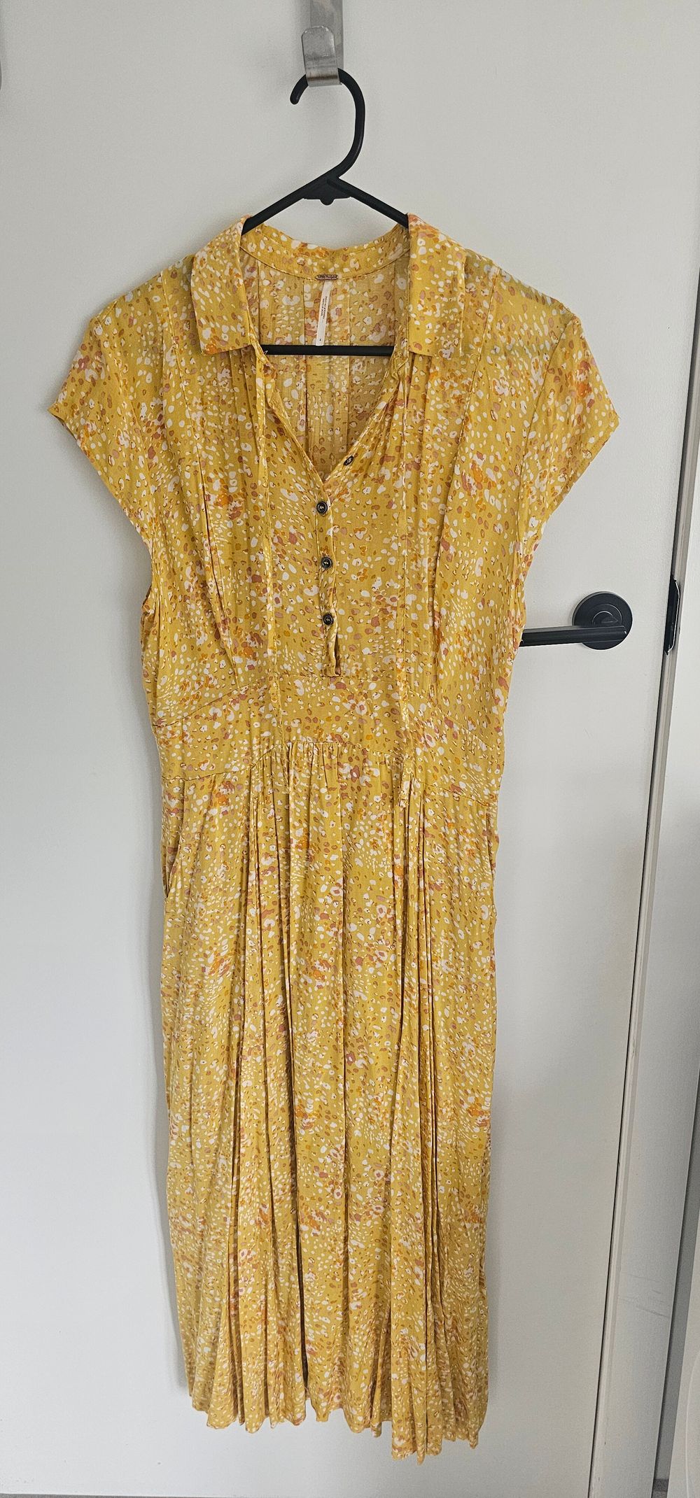 Free People Yellow Floral Midi Dress Size 4