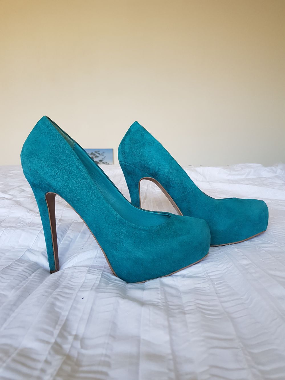 Teal suede heels