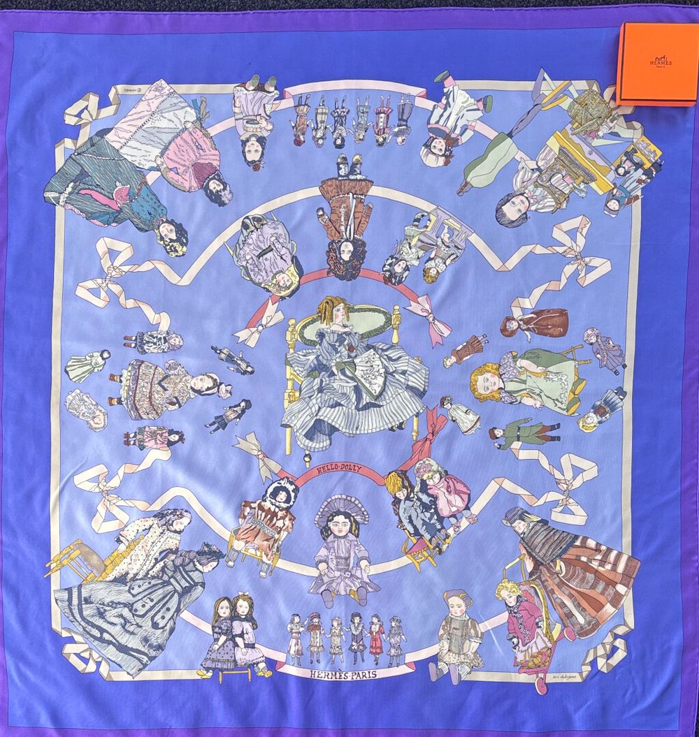 Hermès Paris Blue Hello Dolly Scarf