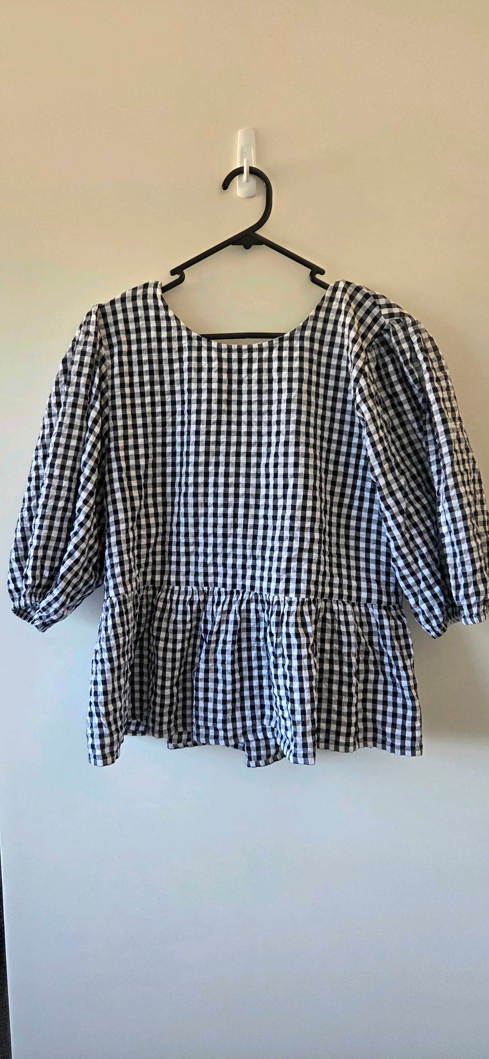 Glassons Black and White Gingham Peplum Top