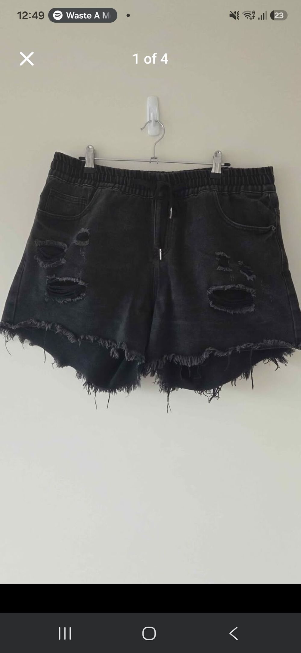 Junkfood Elastic Waist Black Denim Shorts