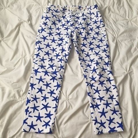 KATE SPADE BROOM STREET Starfish White Capri Jeans