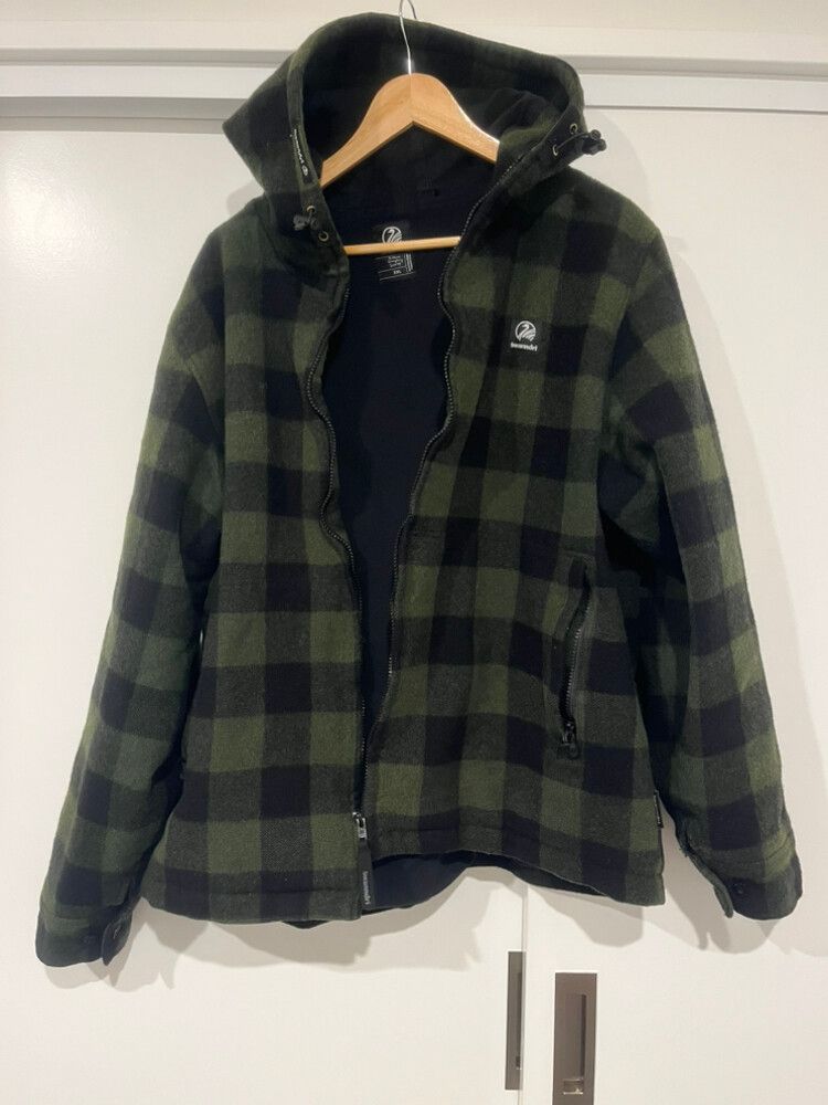 Hudson Wool Hoodie - Olive Green Check