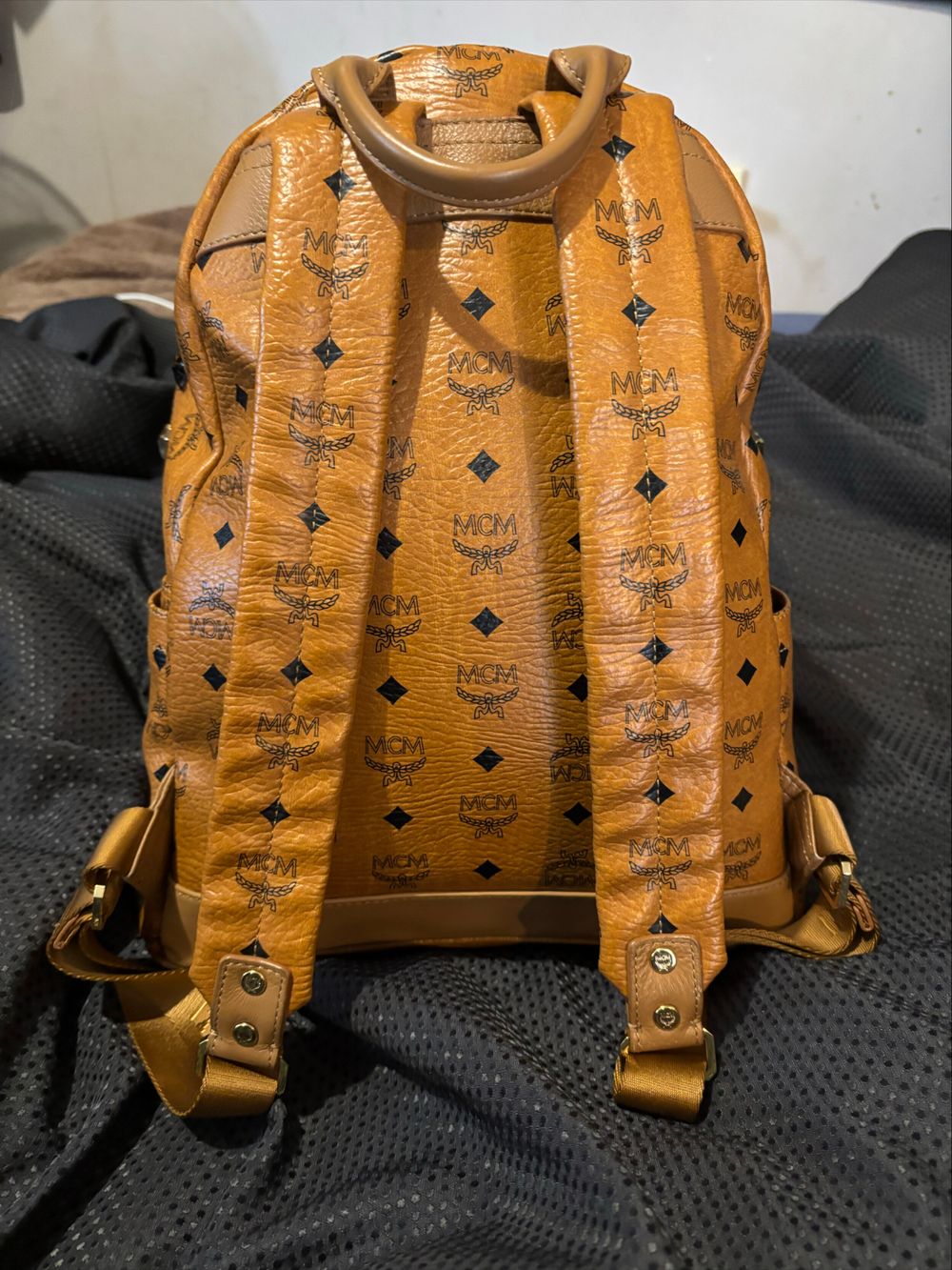 MCM Brown Studded Backpack