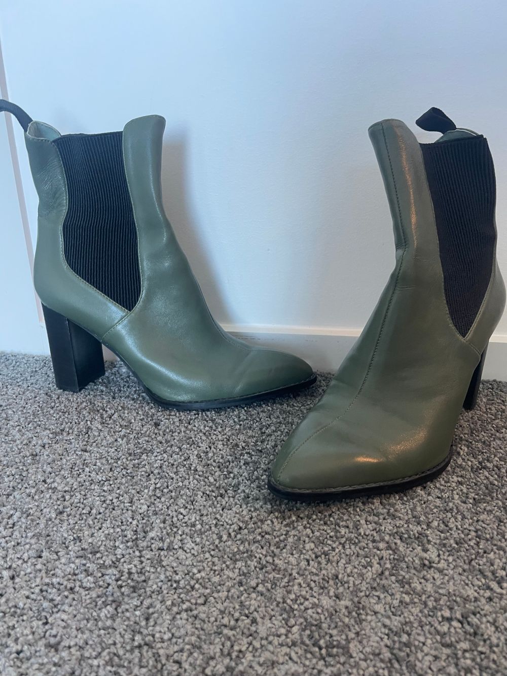 Green high heel boots
