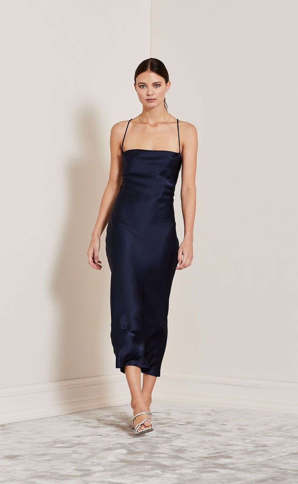 Bec & Bridge - All night Lace up Dress in Navy - 8 on Designer Wardrobe