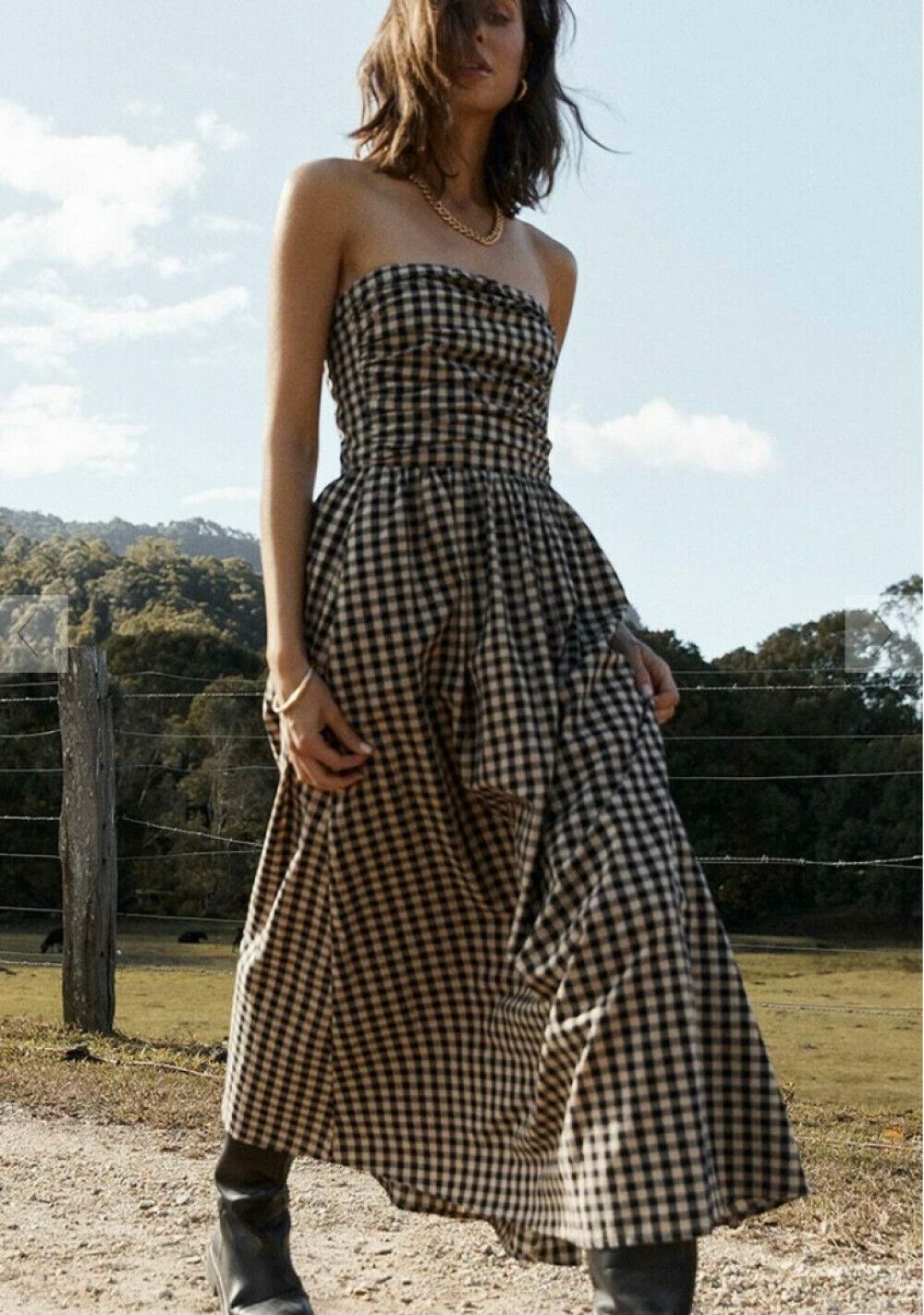 gingham dress beige Frankies Bikinis - x Bella Hadid Mustang Mini Dress main image 0