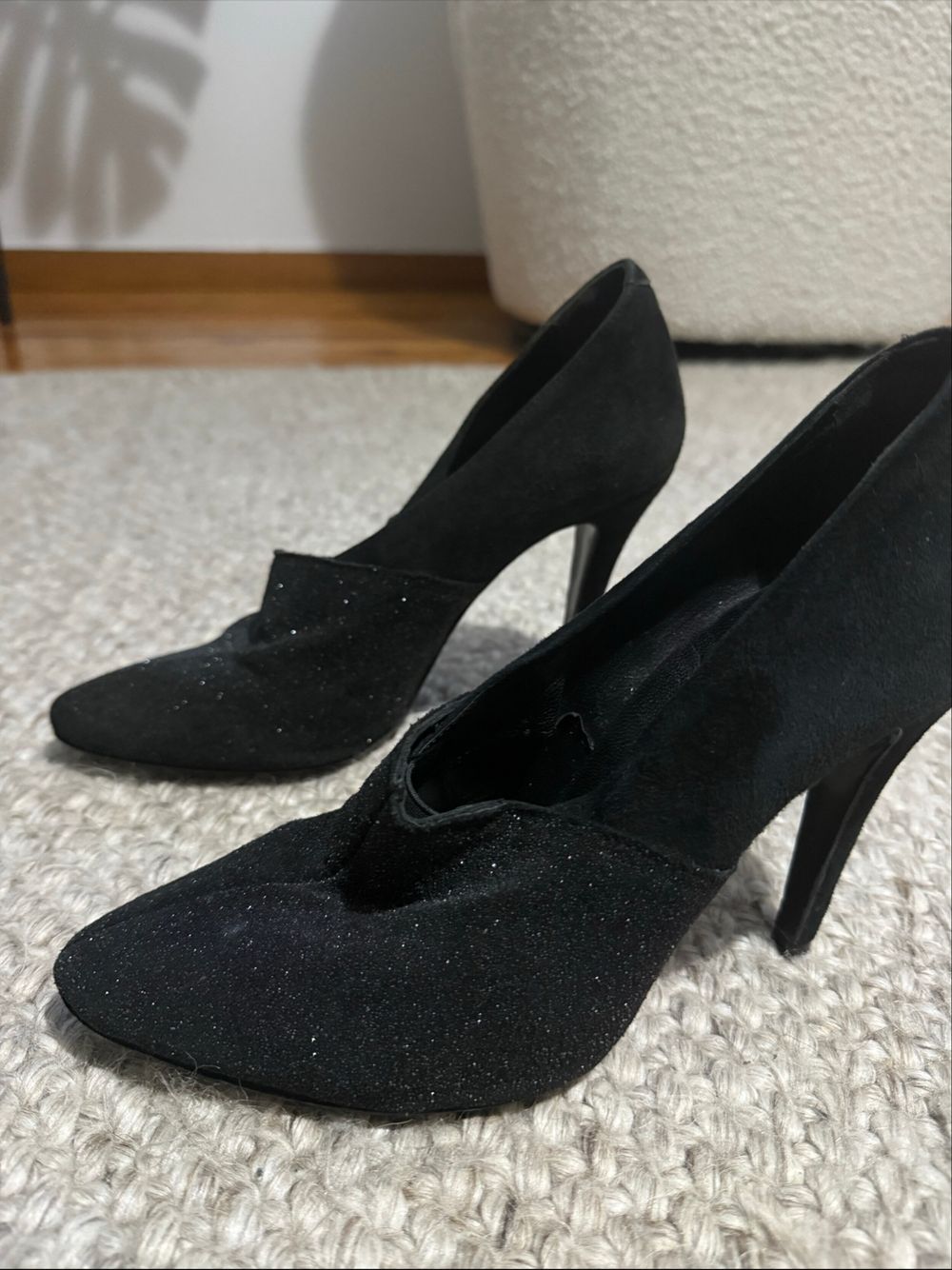 Rodebjer Black Glitter Heels