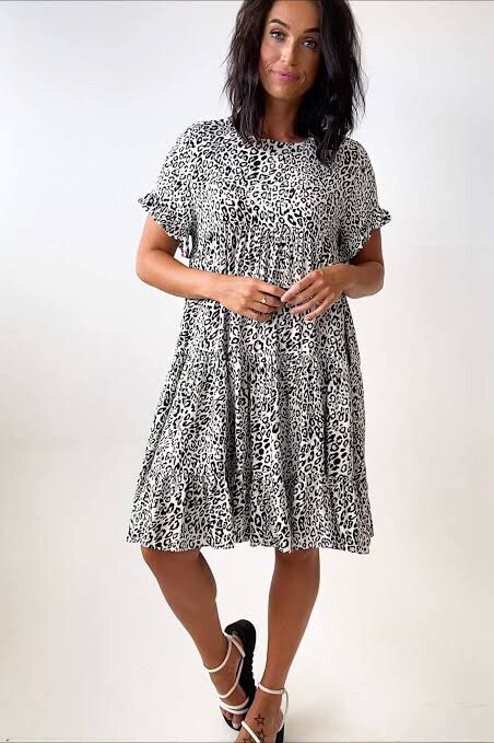 Black and White Leopard Print Dress