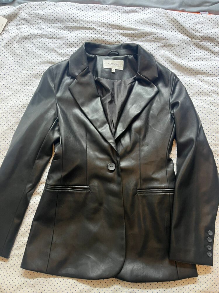 Glassons Black Faux Leather Blazer