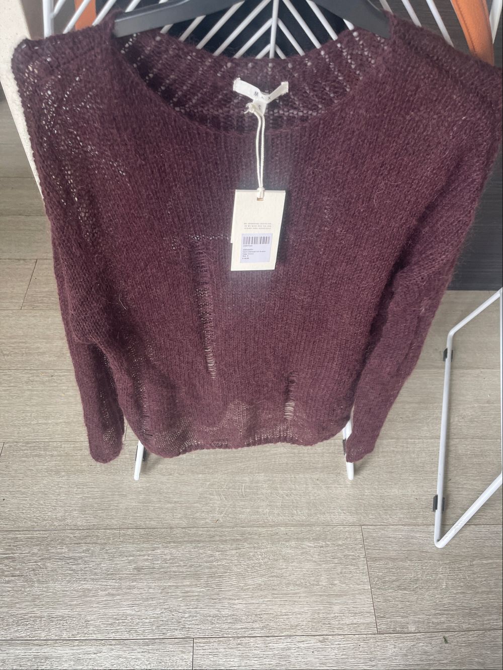 Naomi Distressed Knit Sweater Deep Orchid