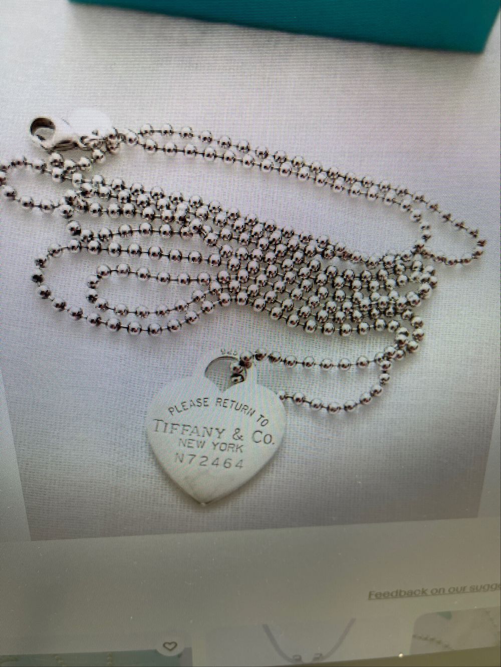 Please Return To Heart Long Beaded Ball Chain Necklace Silver