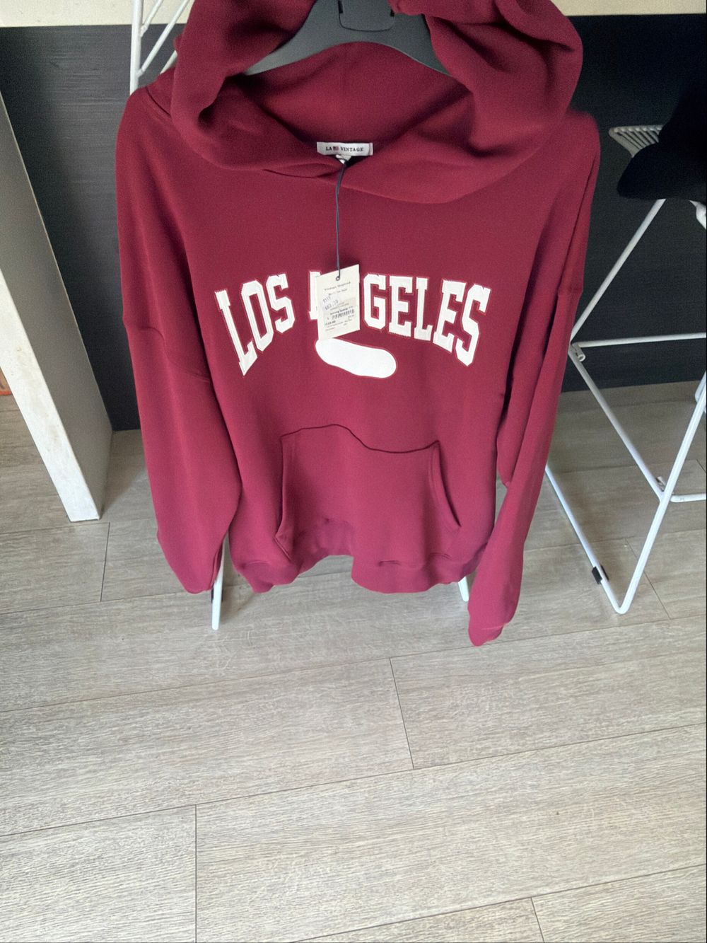 LA Vintage Burgundy Los Angeles Hoodie Size L