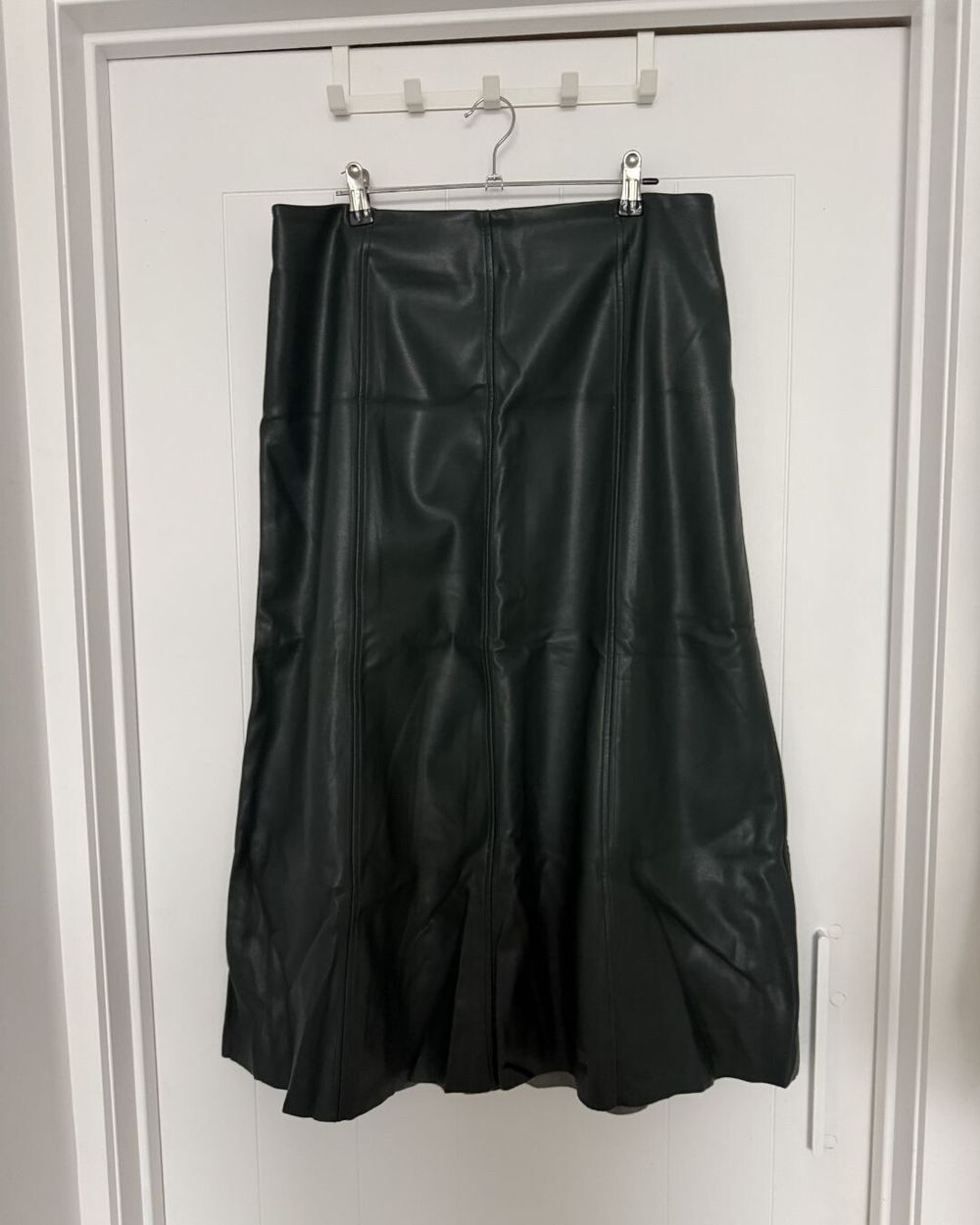 Serafina Green Vegan Leather Midi Skirt