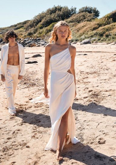 Shona Joy - LA LUNE ASYMMETRICAL GATHERED MAXI DRESS - CREAM on Designer  Wardrobe