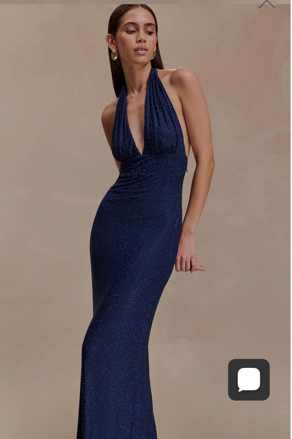 Navy Halter Neck Maxi Dress