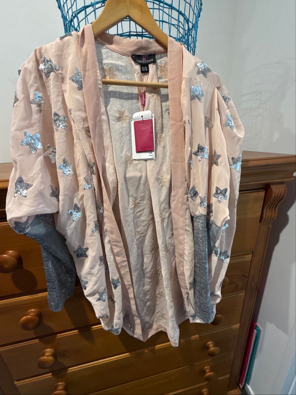 Augustine Baby Pink Silver Star Kimono