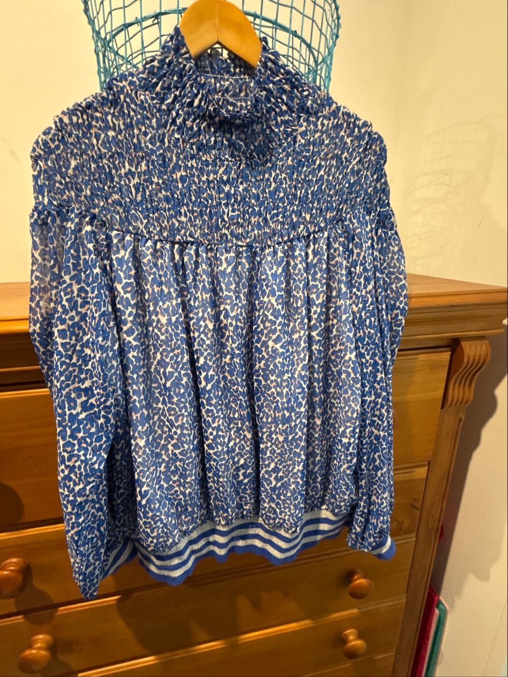 Augustine shirred neck long sleeve top