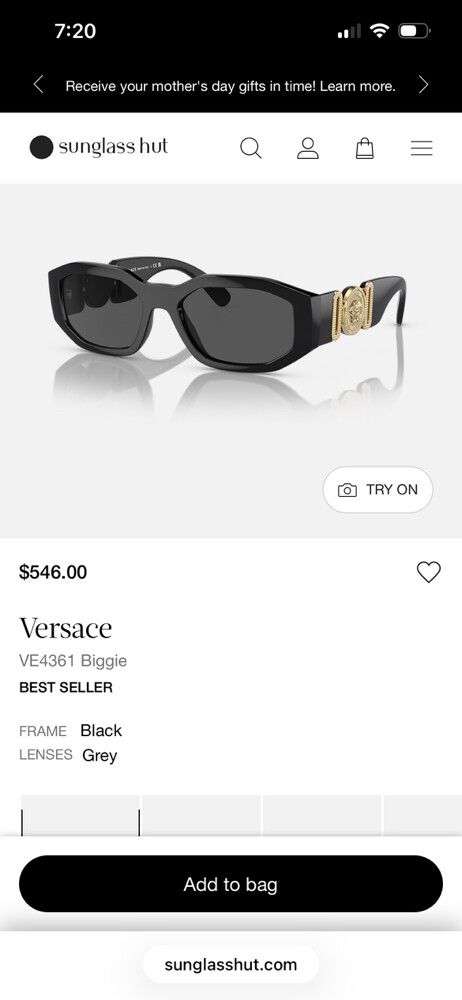 Versace Black Sunglasses