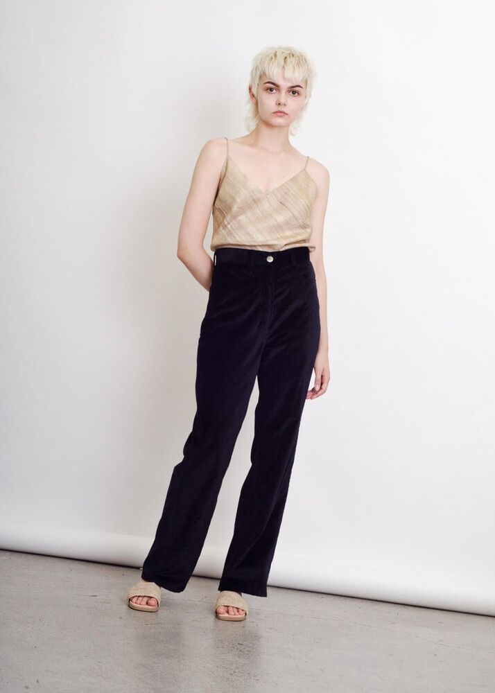 Black Velvet Penny Sage Pants - Straight High Waisted