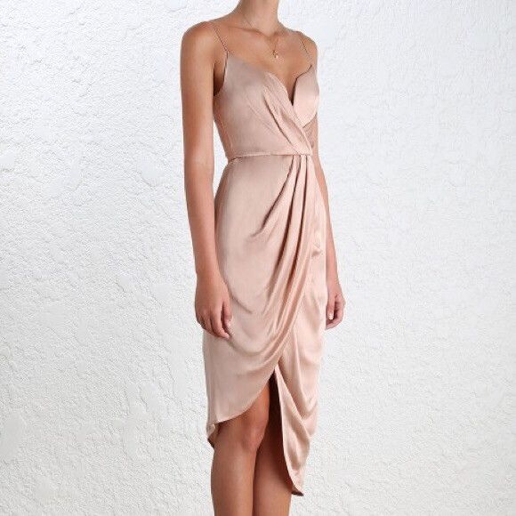 Zimmermann - Pink Blush Zimmerman Plunge Dress on Designer Wardrobe