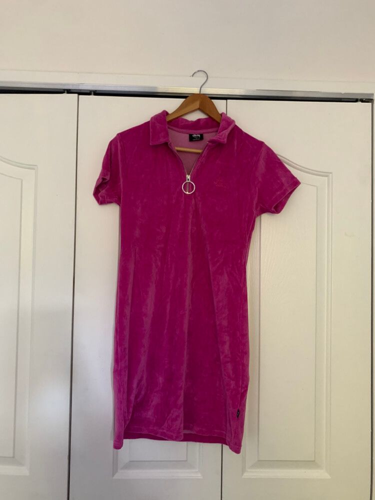 stussy velour mini dress