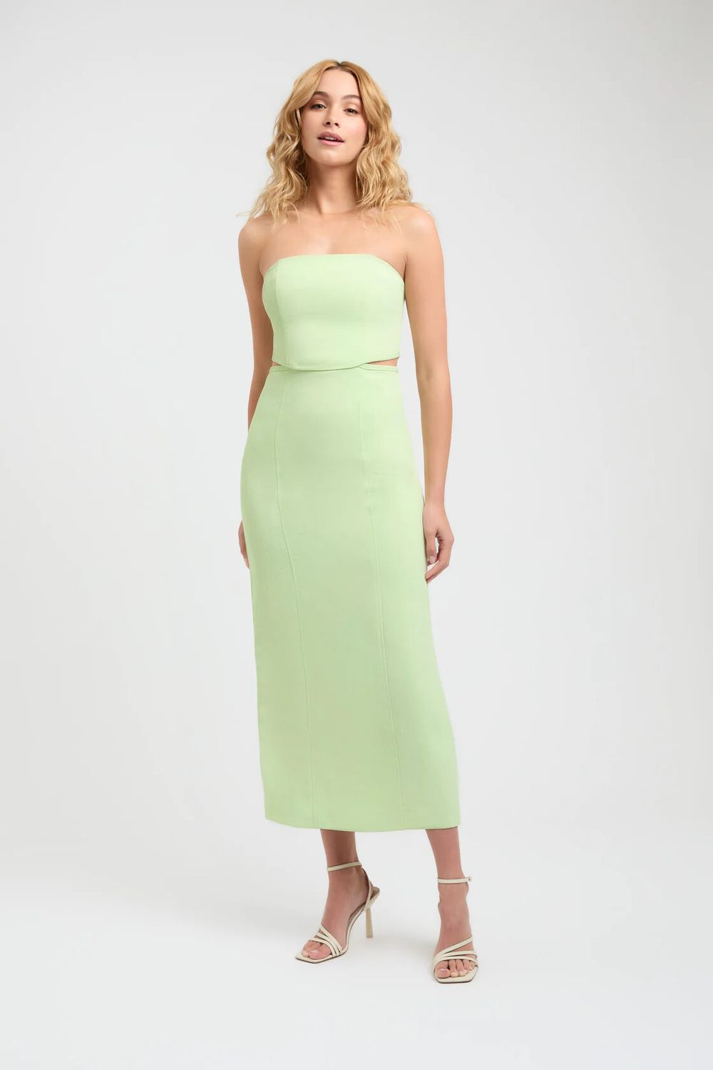 midi dresses near me in store Women's Gabrielle Light Pink Floral Cotton Bustier Midi Dress | Size: L