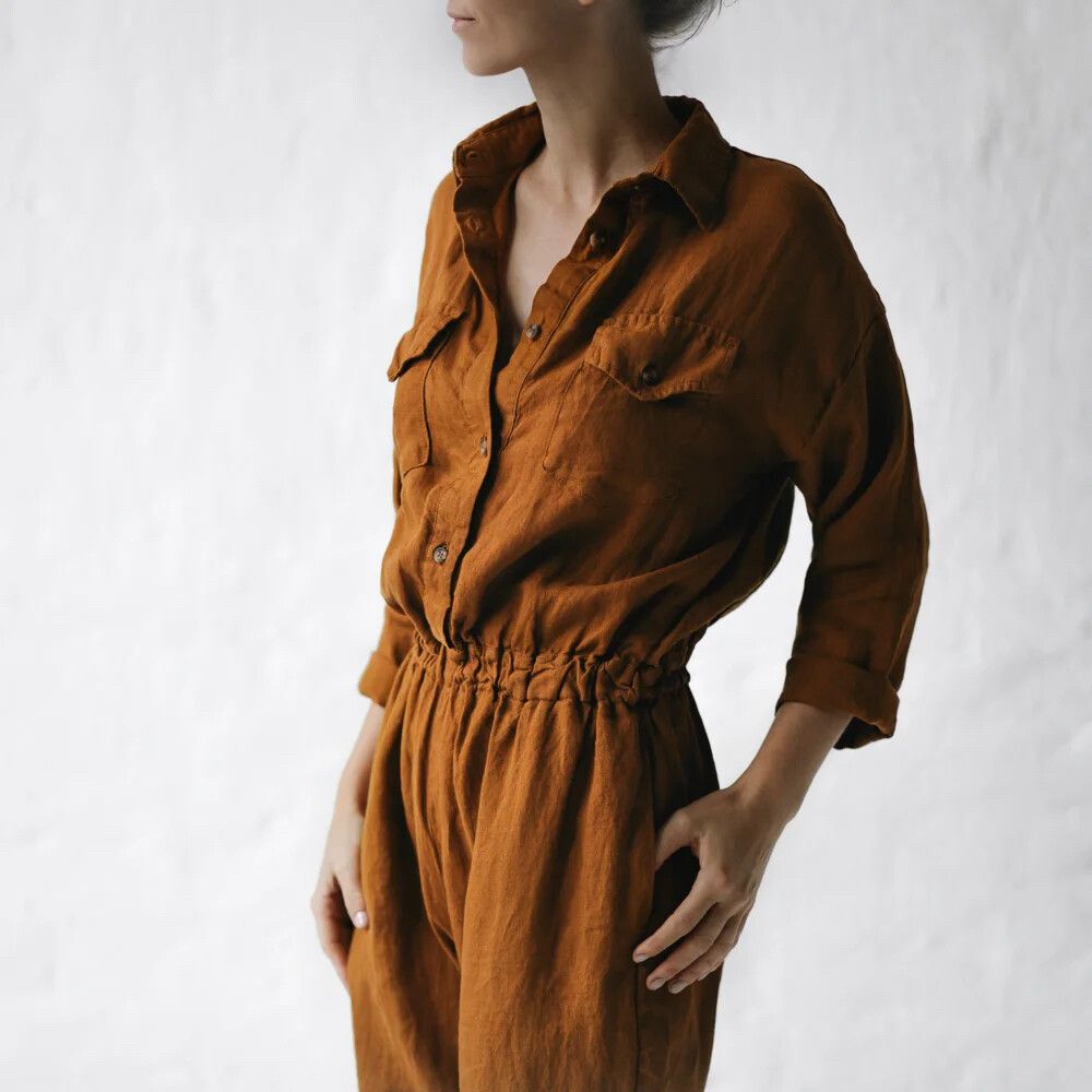Playsuit linen Mustard
